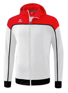 Erima Trainingsjacke Change mit Kapuze (rec. Polyester, strapazierfähig, mit Reißverschlusstaschen) weiss/rot Herren