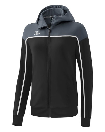 Erima Trainingsjacke Change mit Kapuze (strapazierfähig, mit Reißverschlusstaschen) schwarz/grau Damen