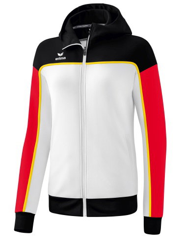 Erima Trainingsjacke Change mit Kapuze (strapazierfähig, mit Reißverschlusstaschen) weiss/schwarz/rot Damen