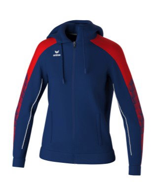 Erima Evo Star Training Jacket with Hood (high wearing comfort) navy blue/red Ladies