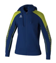 Erima Evo Star Training Jacket with Hood (high wearing comfort) navy blue/lime green Ladies
