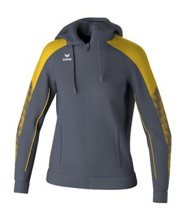 Erima Trainingsjacke Evo Star mit Kapuze (hoher Tragekomfort) grau/gelb Damen