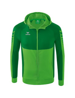 Erima Training Jacket Six Wings with Hood (Cotton Blend, Soft and Comfortable) Green/Emerald Boys