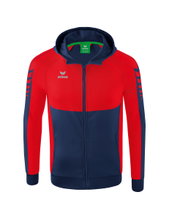 Erima Trainingsjacke Six Wings mit Kapuze (Baumwollmix, weich und bequem) navyblau/rot Herren