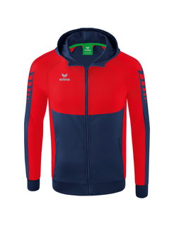 Erima Trainingsjacke Six Wings mit Kapuze (Baumwollmix, weich und bequem) navyblau/rot Herren