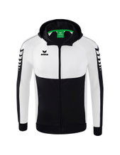 Erima Trainingsjacke Six Wings mit Kapuze (Baumwollmix, weich und bequem) schwarz/weiss Jungen