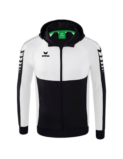 Erima Trainingsjacke Six Wings mit Kapuze (Baumwollmix, weich und bequem) schwarz/weiss Jungen