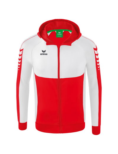 Erima Trainingsjacke Six Wings mit Kapuze (Baumwollmix, weich und bequem) rot/weiss Jungen