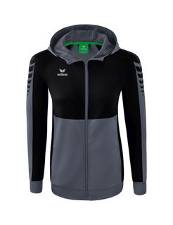 Erima Training Jacket Six Wings with Hood (Cotton Blend, Soft, Comfortable, Tailored Cut) Grey/Black Women
