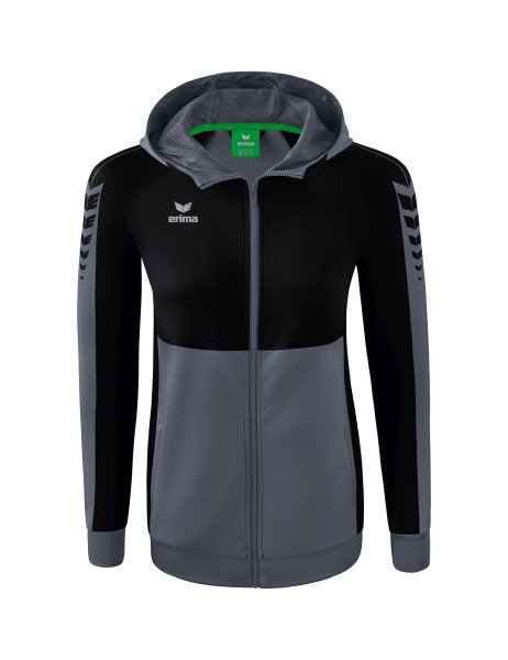 Erima Trainingsjacke Six Wings mit Kapuze (Baumwollmix, weich, bequem, taillierter Schnitt) grau/schwarz Damen