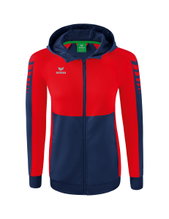 Erima Trainingsjacke Six Wings mit Kapuze (Baumwollmix, weich, bequem, taillierter Schnitt) navyblau/rot Damen