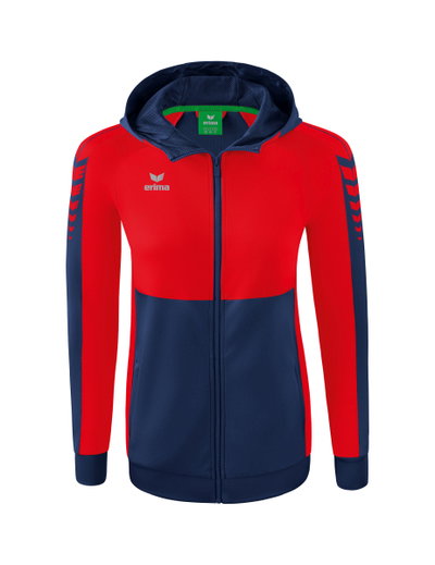 Erima Trainingsjacke Six Wings mit Kapuze (Baumwollmix, weich, bequem, taillierter Schnitt) navyblau/rot Damen