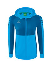 Erima Trainingsjacke Six Wings mit Kapuze (Baumwollmix, weich, bequem, taillierter Schnitt) curacaoblau Damen