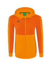 Erima Training Jacket Six Wings with Hood (Cotton Blend, Soft, Comfortable, Tailored Fit) Orange Women