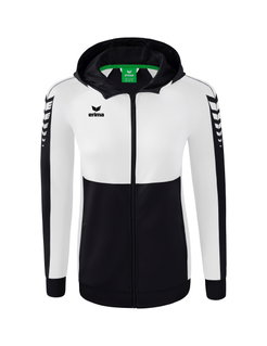 Erima Trainingsjacke Six Wings mit Kapuze (Baumwollmix, weich, bequem, taillierter Schnitt) schwarz/weiss Damen