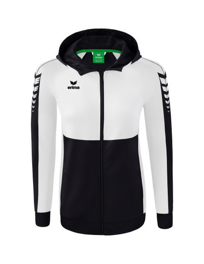 Erima Trainingsjacke Six Wings mit Kapuze (Baumwollmix, weich, bequem, taillierter Schnitt) schwarz/weiss Damen