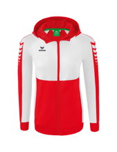 Erima Trainingsjacke Six Wings mit Kapuze (Baumwollmix, weich, bequem, taillierter Schnitt) rot/weiss Damen
