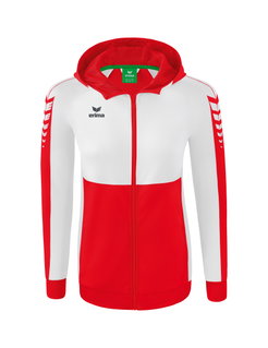 Erima Training Jacket Six Wings with Hood (Cotton Blend, Soft, Comfortable, Tailored Cut) Red/White Women