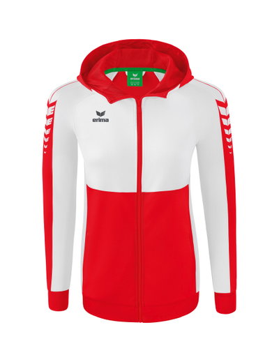 Erima Trainingsjacke Six Wings mit Kapuze (Baumwollmix, weich, bequem, taillierter Schnitt) rot/weiss Damen