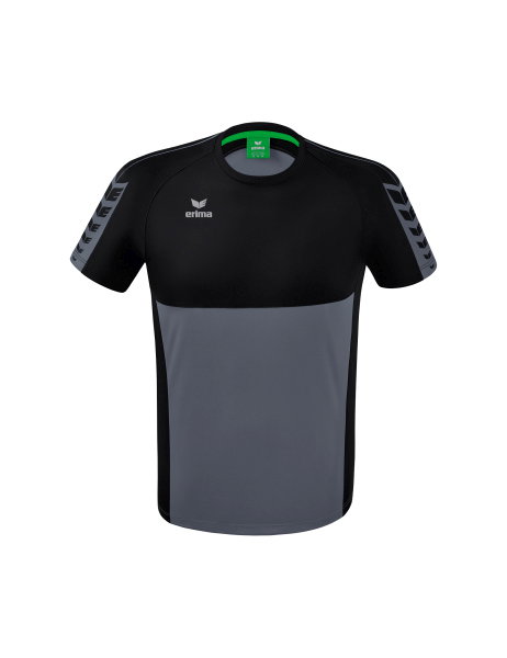 Erima Sport-Tshirt Six Wings (100% Polyester, schnelltrocknend, angenehmes Tragegefühl) grau/schwarz Jungen