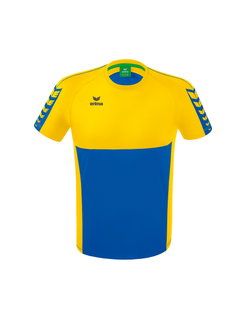 Erima Sport-Tshirt Six Wings (100% Polyester, schnelltrocknend, angenehmes Tragegefühl) navyblau/gelb Herren