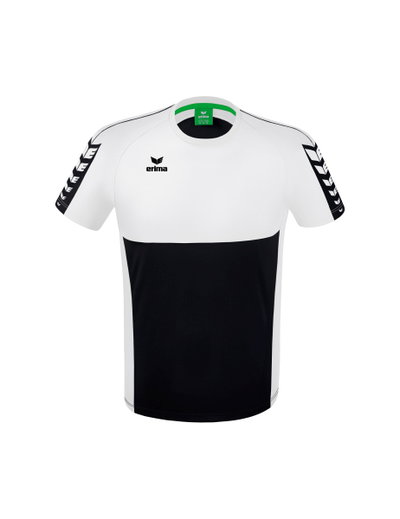 Erima Sport-Tshirt Six Wings (100% Polyester, schnelltrocknend, angenehmes Tragegefühl) schwarz/weiss Herren