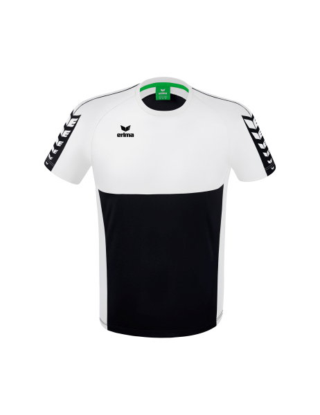 Erima Sport-Tshirt Six Wings (100% Polyester, schnelltrocknend, angenehmes Tragegefühl) schwarz/weiss Jungen