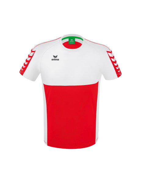 Erima Sport-Tshirt Six Wings (100% Polyester, schnelltrocknend, angenehmes Tragegefühl) rot/weiss Jungen