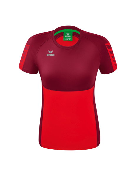 Erima Sport-Shirt Six Wings (100% Polyester, taillierter Schnitt, schnelltrocknend) rot/bordeaux Damen