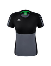 Erima Sport-Shirt Six Wings (100% Polyester, taillierter Schnitt, schnelltrocknend) grau/schwarz Damen