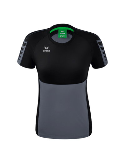 Erima Sport-Shirt Six Wings (100% Polyester, taillierter Schnitt, schnelltrocknend) grau/schwarz Damen