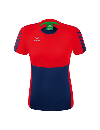 Erima Sport-Shirt Six Wings (100% Polyester, taillierter Schnitt, schnelltrocknend) navyblau/rot Damen