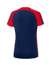 Erima Sport-Shirt Six Wings (100% Polyester, taillierter Schnitt, schnelltrocknend) navyblau/rot Damen