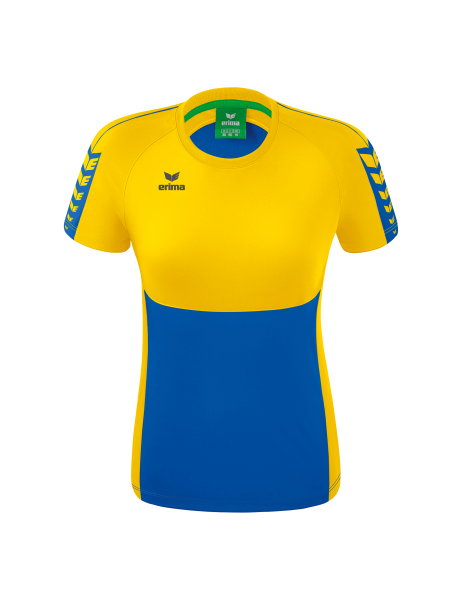 Erima Sport-Shirt Six Wings (100% Polyester, taillierter Schnitt, schnelltrocknend) navyblau/gelb Damen