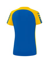 Erima Sport-Shirt Six Wings (100% Polyester, taillierter Schnitt, schnelltrocknend) navyblau/gelb Damen