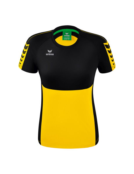 Erima Sport-Shirt Six Wings (100% Polyester, taillierter Schnitt, schnelltrocknend) gelb/schwarz Damen