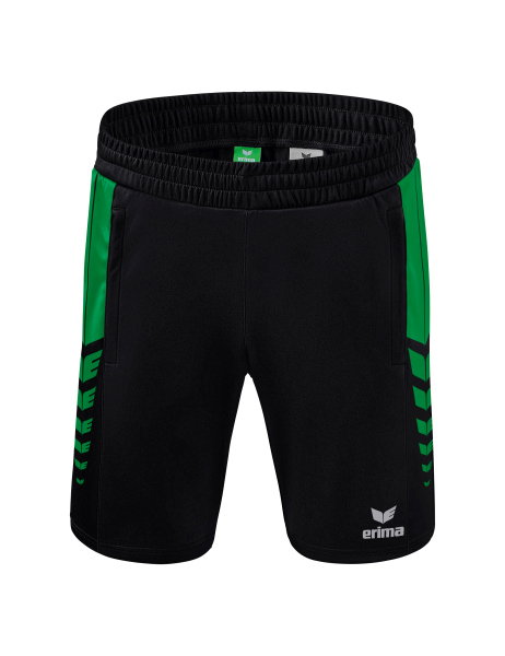 Erima Sport-Hose Six Wings Worker Shorts kurz (100% Polyester, ohne Innenslip, bequem) schwarz/smaragdgrün Jungen