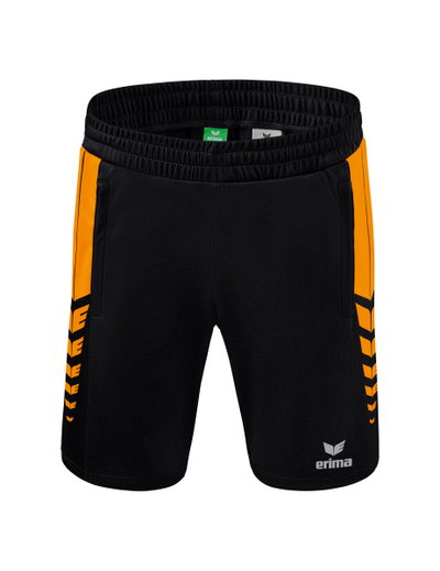 Erima Sporthose Short Six Wings Worker (100% Polyester) kurz schwarz/orange Herren