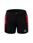 Erima Sporthose Short Six Wings Worker (100% Polyester) kurz schwarz/rot Damen