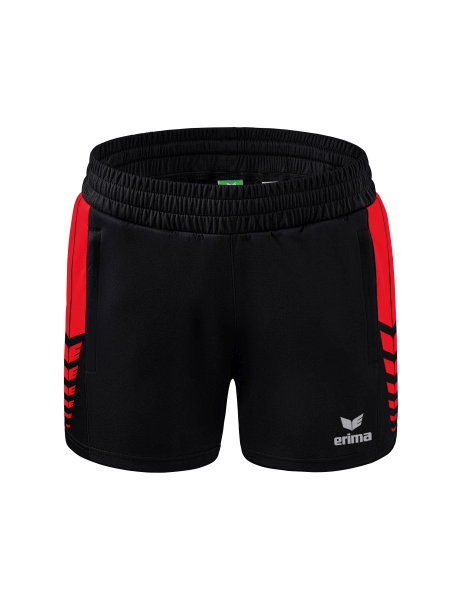 Erima Sporthose Short Six Wings Worker (100% Polyester) kurz schwarz/rot Damen