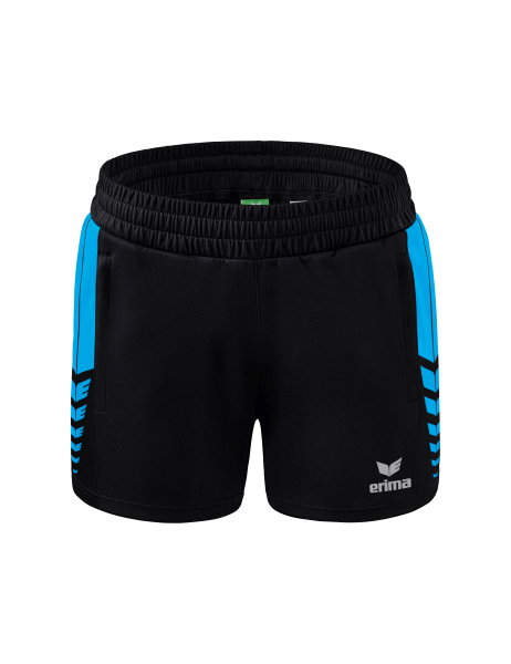 Erima Sporthose Short Six Wings Worker (100% Polyester) kurz schwarz/curacaoblau Damen