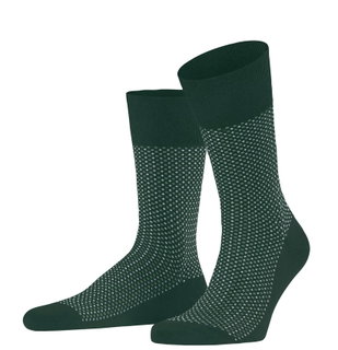Falke Day Sock Crew Uptown Tie (stylish design, cotton) dark green Men - 1 Pair