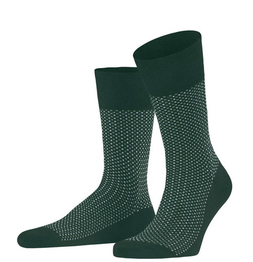 Falke Tagessocke Crew Uptown Tie (modisches Design, Baumwolle) dunkelgrün Herren - 1 Paar