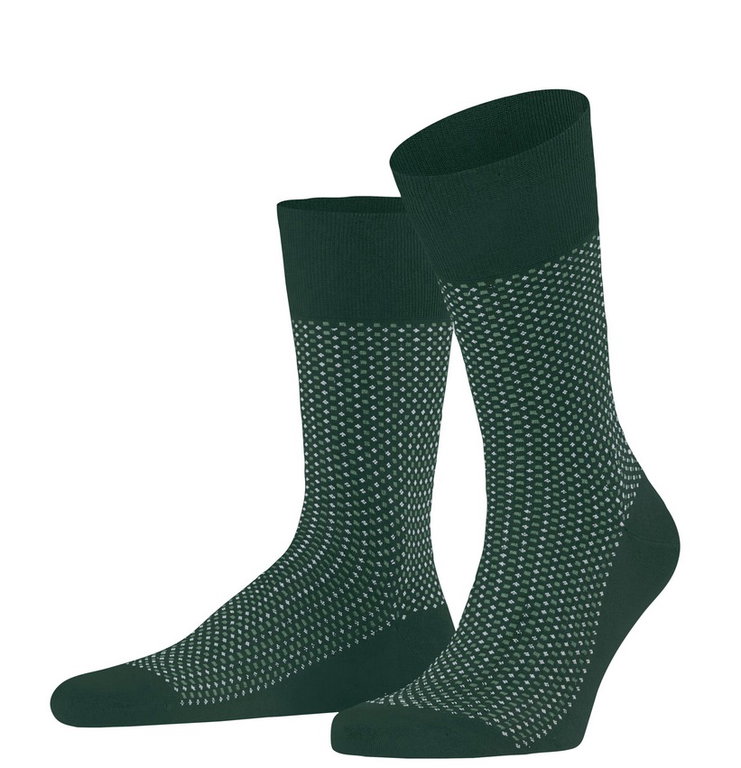 Falke Tagessocke Crew Uptown Tie (modisches Design, Baumwolle) dunkelgrün Herren - 1 Paar