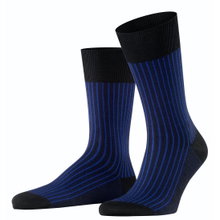 Falke Tagessocke Crew Oxford Stripe (Business-Strumpf mit Jacquard-Muster) schwarz Herren - 1 Paar