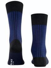 Falke Tagessocke Crew Oxford Stripe (Business-Strumpf mit Jacquard-Muster) schwarz Herren - 1 Paar