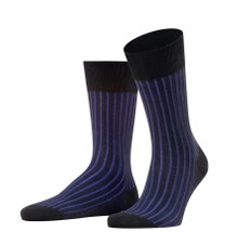 Falke Tagessocke Crew Shadow (Business-Strumpf aus merzerisierter Baumwolle) schwarz/blau Herren - 1 Paar