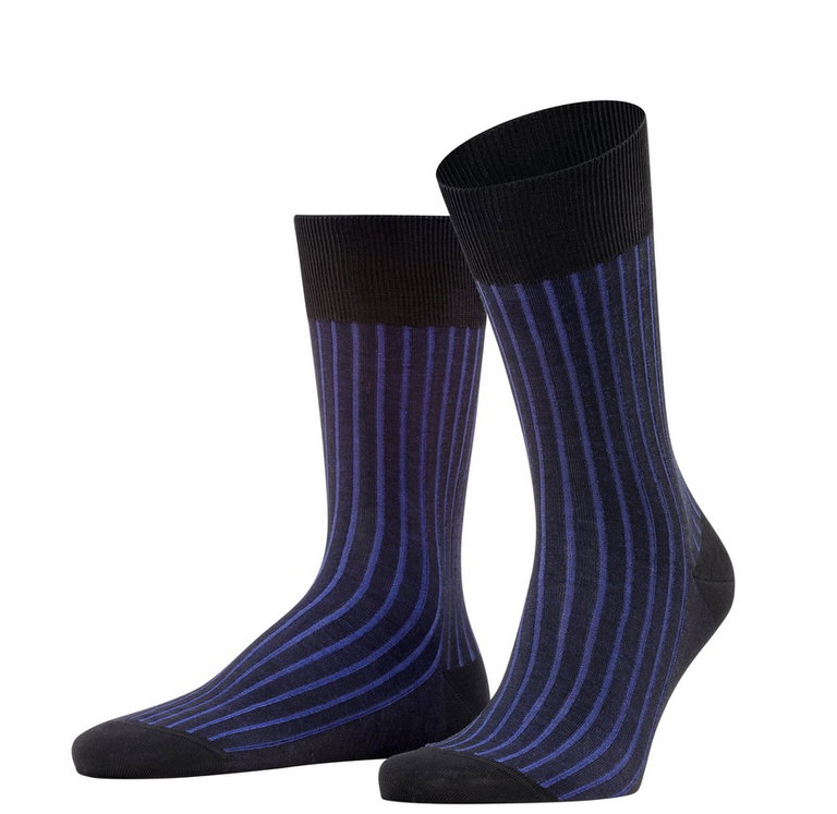 Falke Day Sock Crew Shadow (Business sock made of mercerized cotton) black/blue Men - 1 Pair