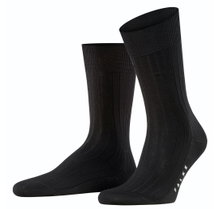 Falke Tagessocke Crew Milano (elegante Rippstruktur, Baumwolle) schwarz Herren - 1 Paar