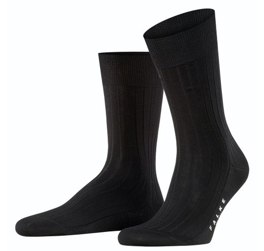 Falke Tagessocke Crew Milano (elegante Rippstruktur, Baumwolle) schwarz Herren - 1 Paar